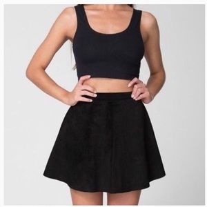 american apparel black suede leather skater skirt